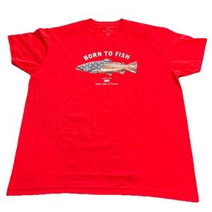 Realtree Men's XL  Red Born To Fish Short Sleeve Performance T-Shirt Patriotic